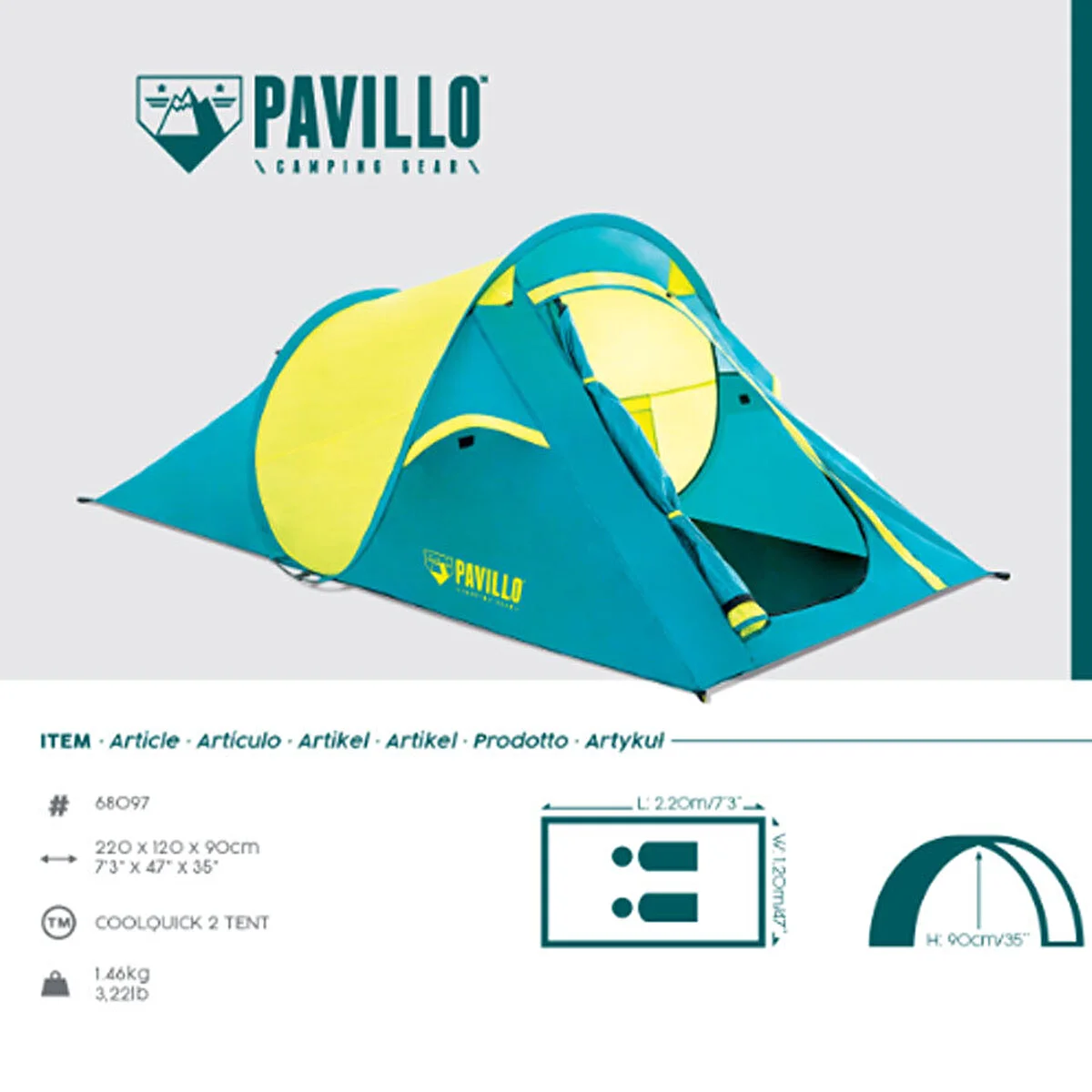 Bestway Pavillo Coolquick 2 Kişilik Kolay Kurulum Kamp Çadırı
