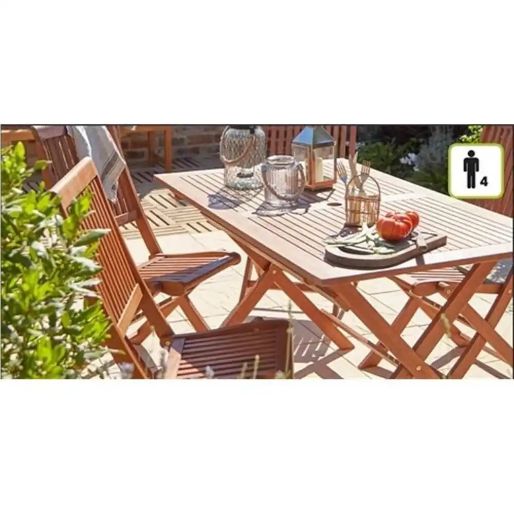 Jamiryo Bahçe ve Balkon Ahşap Katlanır Yemek Seti - Thumbnail