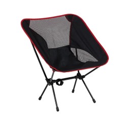 Pratik Çantalı Katlanabilir Kamp Sandalyesi Kırmızı - Thumbnail
